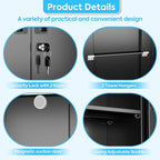 Garage Storage Cabinet with Wheels and 5 Pegboard, Metal Storage Cabinets with 2 Doors and 4 Shelves, Broom Closet Storage Cabinet with Hanging Rod and 13 Hooks, 70.87" Hx33.5 Wx17.7 D, Black