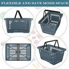 20 Pcs Bulk Shopping Baskets with Handles, 20 L Plastic Grocery Basket 16.9'' x 11.8'' x 9.1'' Portable Shopping Cart for Retail Stores Supermarket(Dark Gray)