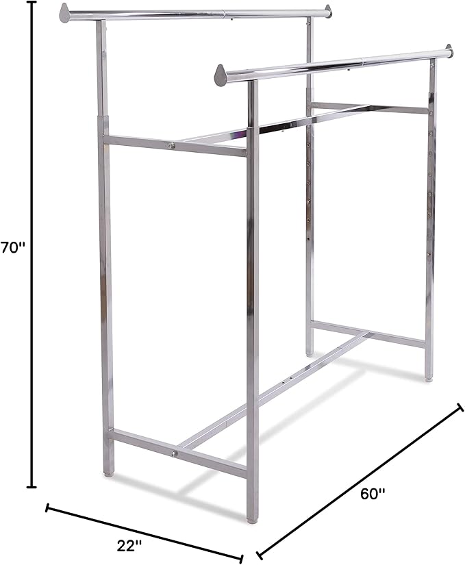 Econoco - Adjustable Double Bar Rectangular Hangrail Rack in Chrome