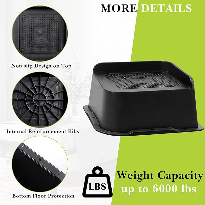 Bed Risers 1 inch, 2 inch, 3 inch, 4 inch, 6 inch, 8 inch Heavy Duty, Oversized Furniture Riser for Couch Sofa Table Chair Leg Frame Dorm, Support up to 6000 Lbs (Black 6 Pack, 2 inch)