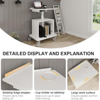 Natwind Mobile Workstation, Rolling Laptop Cart with Large Surface & Pneumatic Height Adjustable Design, for Medical Hospital Clinics, Office Presentation, Teachers Podium, with Drawer & Open Cabinet