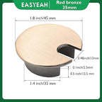 1 Pcs Desk Grommet 1-3/8" / 35 mm, Desk Cord Hole Cover, Cable Grommet Metal Zinc Alloy Materilal, Desk Hole Grommet for Home & Office Pc, Detachable Cable Cord Organizer-Copper Red
