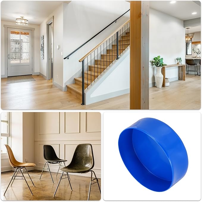 uxcell 4pcs Rubber End Caps 150mm(6 Inch) ID x 80mm(3 1/8 Inch) H Vinyl Round End Cap Cover Screw Thread Protectors Blue