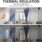 JIUZHEN Blackout Curtains for Bedroom - Thermal Insulated Room Darkening Rod Pocket Curtains for Living Room, Set of 2 Panels with Tiebacks, 38 x 63 Inch Length, Dusty Blue