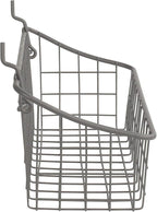 Spectrum Pegboard & Wall Mount Wire Basket Small (Industrial Gray) - Storage & Organizer for Garage, Tools, Shed, Home, Work Bench, Crafts, & More