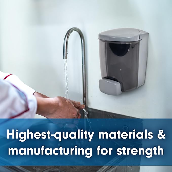 PolyJohn PSD1-1001: Wall-Mounted Liquid Hand Soap & Sanitizer Dispenser - Made in USA, Leakproof, Easy Install, UV Fade Resistant, Durable, Accepts Any Generic soap or Alcohol Based sanitizer