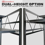 AxcessAbles Two-Tier Portable DJ Booth | Large DJ Table Stand w/ 43"x25" Desk Surface | 2 Ergonomic Table Heights | Black & White Facades, Carry Cases | DJ Laptop Controller Stand