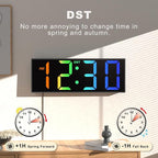 JALL 12'' Large Digital Wall Clock, Big LED Number Dispaly, RGB Colors, DST, Night Light for Classroom Living Room Bedroom Mounted Birthday Xmas Gift for Senior, Mem Womem (Black, 12 inches)