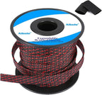100Ft-1/4inch PET Expandable Braided Wire Sleeving,Wire Loom Cable Sleeve for TV,Computer,Home Theater,Automotive,Home Industrial,Electrical Wires,Chemical,Protect Cat from Chewing Cords,BlackRed