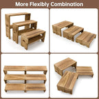 Display Riser Wood Risers Cupcake Stand 3 Tier Racks Decorative Rectangular, 2 Set 6 Piece Cologne Perfume Organizer Dessert for Vendors Event(Nature Wood)