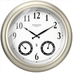 20" Evander Outdoor Atomic Clock with Thermometer & Hygrometer, 3 in 1 Weather Stations, Large Wall Clocks for Living Room Decor,Modern Farmhouse Home Decor (Morning Silver)