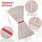 Commercial Heavy Duty Mop Heads Replacement for Rubbermaid: 6 Packs Industrial Wet Mop Head for Floor Cleaning - Cotton Looped-Open String Commercial Products Wet Refills