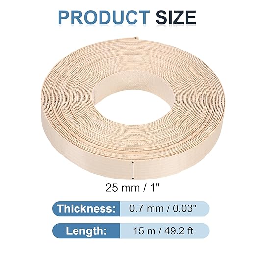 PATIKIL Maple Edge Banding, 1 Inch x 49.2 ft Wood Veneer Tape Pre-glued Flexible Plywood Edge Banding with Hot Melt Adhesive for Furniture Restoration