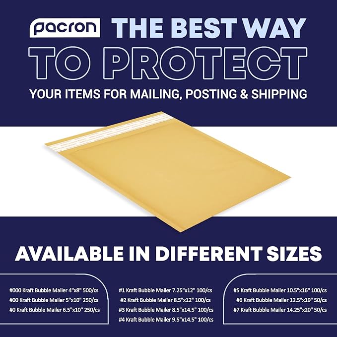 Kraft Bubble Mailers 100 Pack, 14.5 x 20 Inch Padded Shipping Envelopes, Yellow Mailing Envelopes for Documents & Packages, Durable & Lightweight, Made in USA