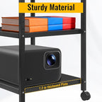 Under Desk Printer Stand with Wheels, 3-Tier Heavy Duty Rolling Cart with Adjustable Storage Shelf, Industrial Printer Table for Printer, Scanner, Home, Office, Black