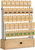 ORLESS 5-Tier Jewelry Display for Vendors, Earring Holder Organizer with Storage Drawer Box, Necklace Display Holder for Selling, Earring Cards Organizer for Bracelets, Rings, Natural Wood(35 Hooks)