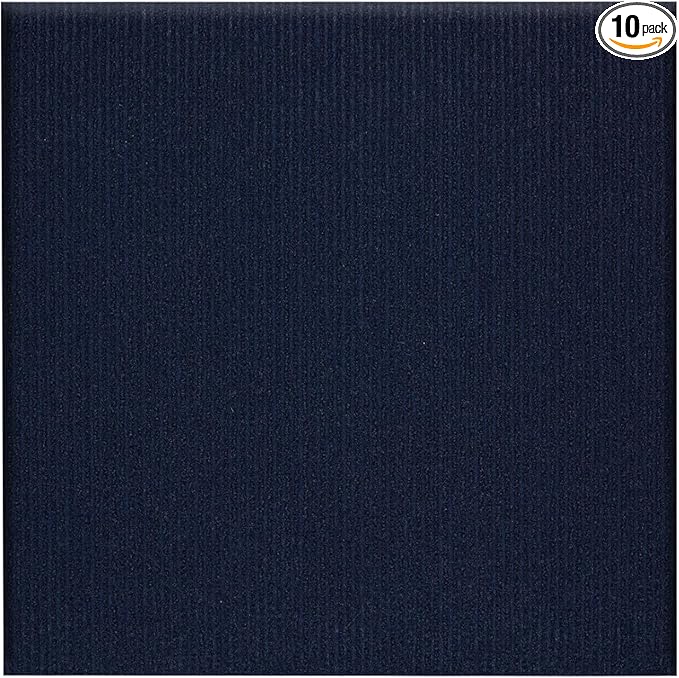 Carpet Tiles Peel and Stick, Self Adhesive Carpet Floor Tile 24" x 24", Dark Blue Soft Padded Flooring Sticker, Home Decor for Bedroom Living Room Office, 10 Tiles per Box