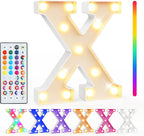 Pooqla Colorful Light Up Letters with Remote, Upgraded 35 Colors LED Marquee Letters, RGB Lighted Letter for Girls Teenager Gift, Birthday, Party, Wedding, Night Light, Room, Bedroom Decor, Letter X
