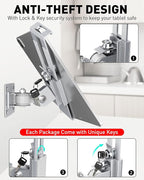 AboveTEK Tablet Wall Mount -360° Rotation iPad Wall Holder for Retail & Business, Anti Theft iPads Stand Fits 7"-11" Tablets Including iPad Pro/Air/Mini, Galaxy Tab - Security Lock & Key - (Silver)