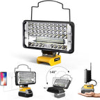 LIVOWALNY LED Work Light Compatible with Dewalt, 100W 10000LM 7" Flood Battery Light, Cordless LED Flashlights with USB & Type-C & Low Voltage Protection & 140° Pivoting Head for Emergency & Job Site