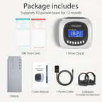 Time Clock with Passcode, Auto-Align Time Card Machine, 6 Punches per Day | Time Clock Punch Machine with 100 Time Cards, 2 Ink Ribbons(1 Inside) and 1 Rack