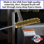 4-Pack Deep Fryer Cleaning Brush – L-Shaped High-Temp Commercial Kitchen Tool - Heavy Duty Brass Bristles - Heat Resistant to 750F - Deep Fryer Cleaner - Made in USA by FryOilSaver Co. B53C