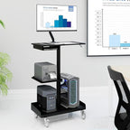 Natwind Mobile Workstation Cart with Monitor Mount,Height Adjustable Rolling Computer Cart, Heavy-Duty Rolling Standing Desk with CPU Holder for Home Office, School,Warehouse, Medical（Black）
