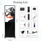 43" 4K LCD Touchscreen Digital Signage Display, Indoor Floor Standing Advertising Kiosk, Commercial Digital Signage Kiosk with Auto AD Box, HDMI WiFi Bluetooth Input, Android 12.0 Black