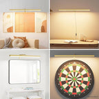 24" Plug in Picture Light for Paintings with Remote Control, 9W LED Art Display Lighting for Gallery, Dartboard, Artwork, Gold Finish Wall Mounted Picture Frame Light