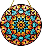 Acrylic Stained Panel Hanging-Radiant Floral Display Round Window Hanging Ornament,Wall Art Panel for Indoor/Outdoor Decor,Gift,Birthday for Women, Men, Wife, Aunt, and Mom 7.8in