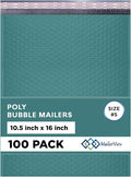 Green 10.5x16 Inch Large Poly Bubble Mailers #5 | Padded Envelopes with Self Seal | Air Lined Cushioned Bubble Mailer | Usable Size 10.5x15 | 100 Pack Bulk | Lightweight shipping Bags
