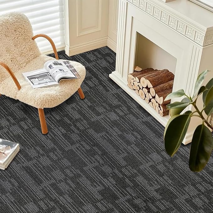 Smart Squares Carpet Tiles, Soft Padded, Seamless Appearance, Peel and Stick for Easy DIY Installation (Alpes-06, 18 Tiles - 72 Sq Ft)