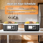 Cordless Heated Lunch Box for Men, 6.3 Cup 100W Electric Lunch Box Food Warmer with 24000mAh Battery for Self Heating, Including Cutlery, Insulated Bag and Divider for Women Adults(Black+White)