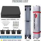 MASTERCANOPY Durable Pop-up Canopy Tent with 1 Sidewall (8'x8',Dark Grey)