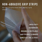 CATTONGUE GRIPS 2” Non-Abrasive Grip Tape Strips - Heavy-Duty, Waterproof Anti-Slip Tape for Furniture, Bathtubs, Frames, Gaming & More - Indoor & Outdoor Anti-Slip Solution (Black)