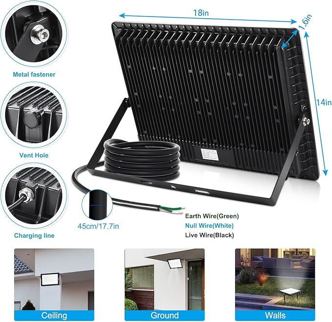 400W LED Stadium Flood Lights Outdoor(2350W Equivalent),50000LM Super Bright LED Arena Lights 100-277V IP66 Waterproof 5000K Daylight White Commercial Lighting for Sports Fields and Counts
