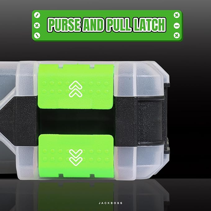 Tool Box with Transparent Lid, Double Side 34-Compartments Organizer Box with Removable Dividers for Hardware, Screws, Bolts, Nails, Beads, Jewelry and Fishing Accessories, Green, 1 Pack