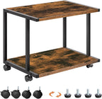 HOOBRO Under Desk Printer Stand, 2-Tier Industrial Printer Cart with Storage Shelf, Mobile Machine Holder Table Stand, for Home and Office, Rustic Brown and Black BF42PS01