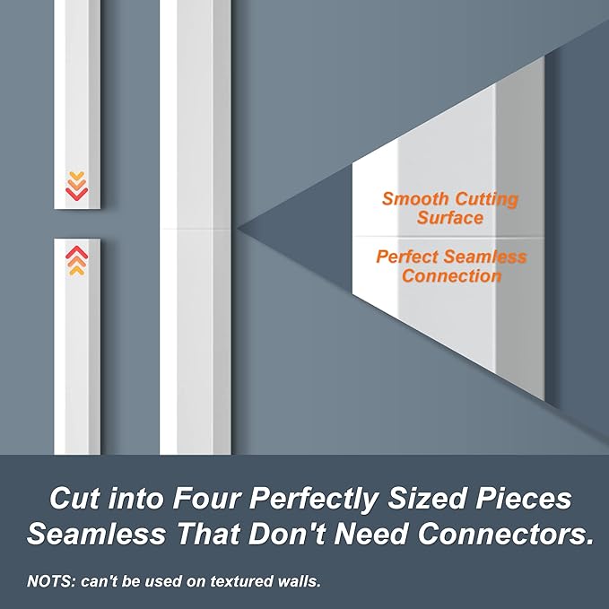 TV Cable Hider - 62.8in PVC Cord Hider Cable Management Wall, Paintable Cord Concealer for Wall Mounted TV, Cables Raceway White Wire Hider, Wall Wire Covers for Cords, 4* L15.7in *W1.2in *H0.59in