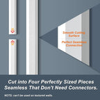 TV Cable Hider - 62.8in PVC Cord Hider Cable Management Wall, Paintable Cord Concealer for Wall Mounted TV, Cables Raceway White Wire Hider, Wall Wire Covers for Cords, 4* L15.7in *W1.2in *H0.59in