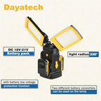 12000LM Cordless LED Work Light, 85W Dual-Head with Tripod, Compatible with Dewalt, Milwaukee, Makita 18–21V Battery, Flicker-Free, Glare-Free, Brightness Adjustable for Jobsite and Garage
