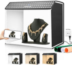 Light Box Photography, PULUZ 24x16 inch Portable Photo Box with 672 LED Beads, CRI >95, Professional Large Photo Booth Shooting Tent Kit with 4 Color PVC Backdrops for Product Photography