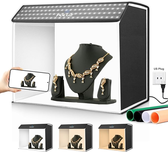 Light Box Photography, PULUZ 24x16 inch Portable Photo Box with 672 LED Beads, CRI >95, Professional Large Photo Booth Shooting Tent Kit with 4 Color PVC Backdrops for Product Photography