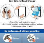 11"x 17" Self Adhesive Magnetic Sign Holder, Double Sided Window Magnetic Display Frame with Clear PVC and Strong Magnetic for Office/Home/Store/Door/Glass/Wall Display Frame(Black,10Pack)
