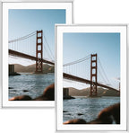 Frametory, 13x19 Metal Picture Frame with Mat for 11x17 Picture & Real Glass, Aluminum Photo Frame Collection (Silver, 2 Pack)