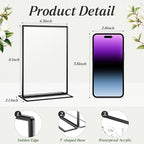 10 Pack Acrylic Sign Holders 4x6 Photo Frames, Double Sided Picture Frame, Clear Wedding Table Number Holder, Table Menu Display Holders for Restaurant Signs, Party and Office Photos, Black