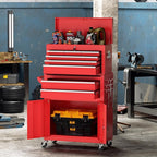 8-Drawer Rolling Tool Chest with Lock, Detachable Tool Cabinet Cart with Wheels, High-Capacity Mechanic Tool Organizer for Garage Workshop Warehouse Storage