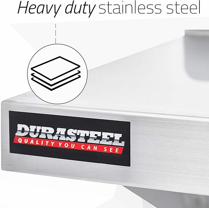 DuraSteel Heavy Duty Wall Mount Shelf - 36" Wide x 14" Deep Classic Stainless Steel Wall Floating Shelves - NSF Metal Storage Wall Shelves - For Commercial Kitchen, Laundry Room, Garage, Food Truck