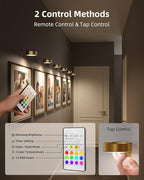 EZVALO Picture Lights for Wall, 2000mAh Rechargeable Battery Magnetic Poster Lights with 3 Color Temps & 12 RGB, Remote Dimmable Timer Painting Light, Wall Decor Light for Art Display, Frame (6 Pack)