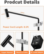 LED Picture Light Plug in 120V Art Light with Remote & Timer, Dimmable Picture Frame Light for Paintings, 3000K CRI 90 Picture Lights for Wall Display Portrait Gallery, Brass Body Painted Black